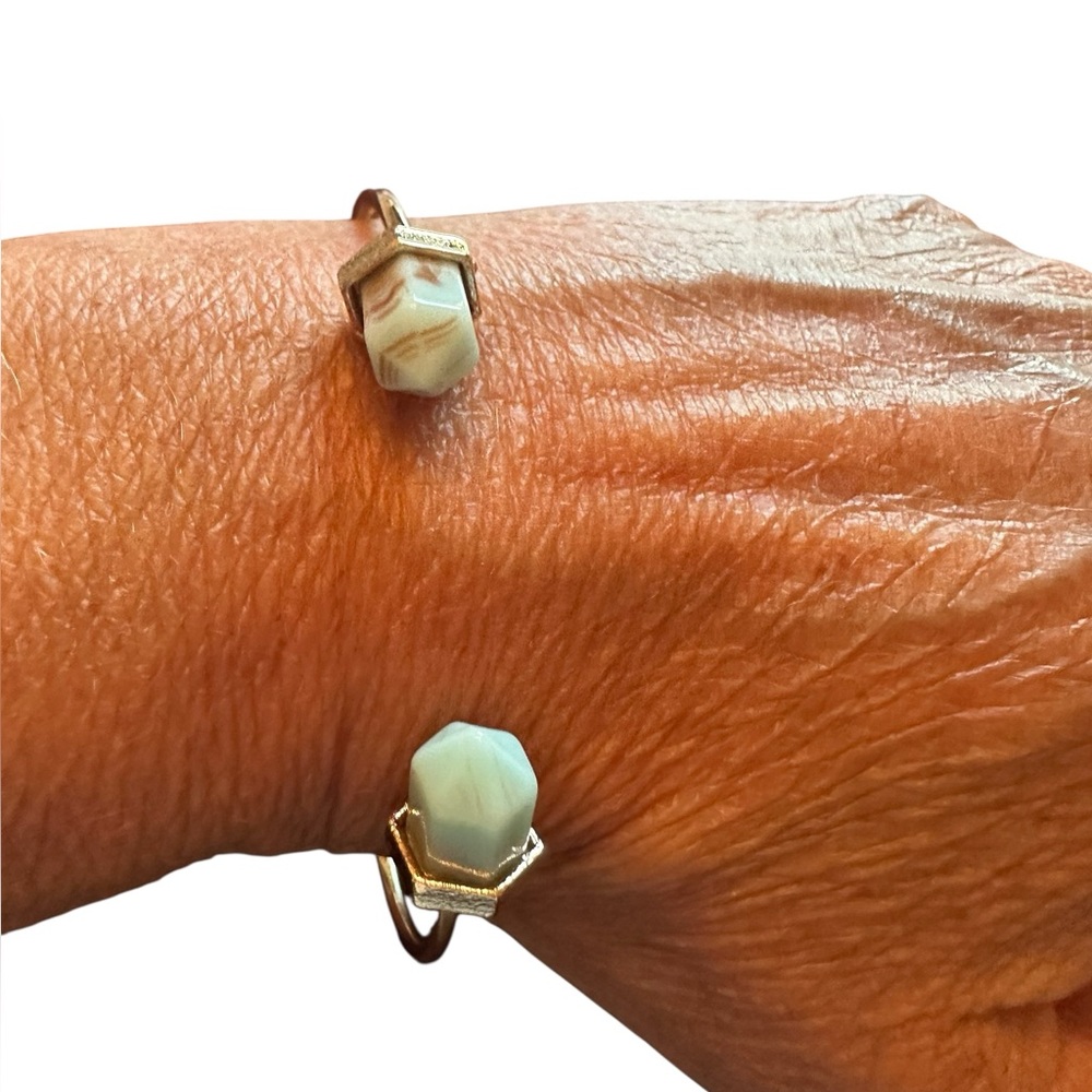 Gold and Stone Cuff Style Adjustable Bracelet